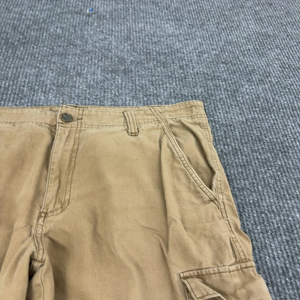 Marc Anthony Cargo Shorts Mens 38 Tan Linen Cotton Blend Pockets Casual Summer